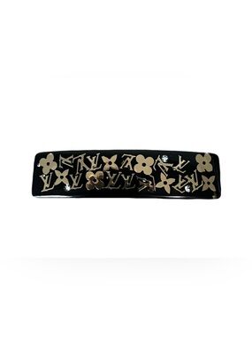 Louis Vuitton Brown and Gold Logo Barrette